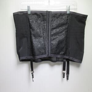 Rago Shapewear Garter Belt Corset 6X/42 Black Lace 4 Straps Stretch Front Close